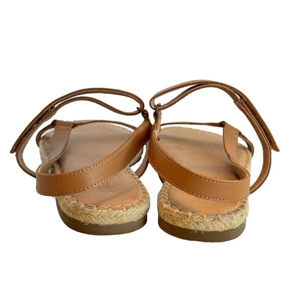 Madewell The Hallie Espadrille Sandals Brown Leather Open Toe Flat Strappy Sz 11 - Picture 3 of 12